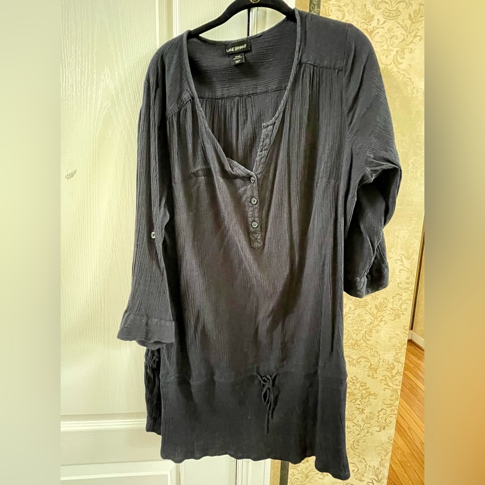 Lane Bryant Black Cotton Tunic Top - Size 18/20